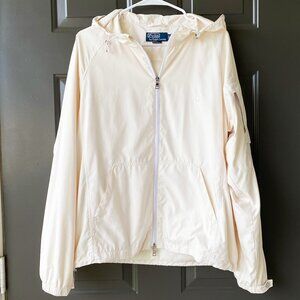 Polo by Ralph Lauren Polo Pony Windbreaker Jacket Ivory Zipper Size L